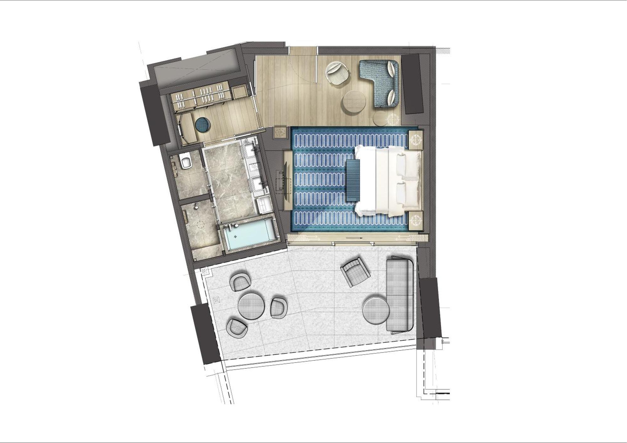 City Of Dreams Mediterranean - Integrated Resort, Casino & Entertainment Limassol Room photo Floorplan of a typical apartment